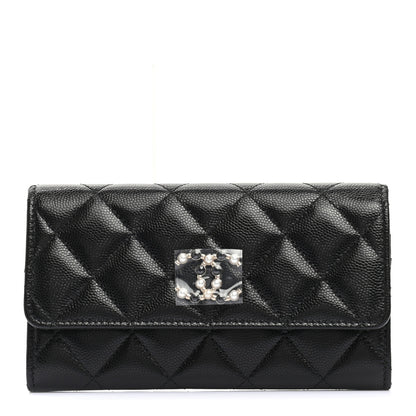Chanel Caviar Quilted Pearl Coco Candy Wallet Black 1 of 8