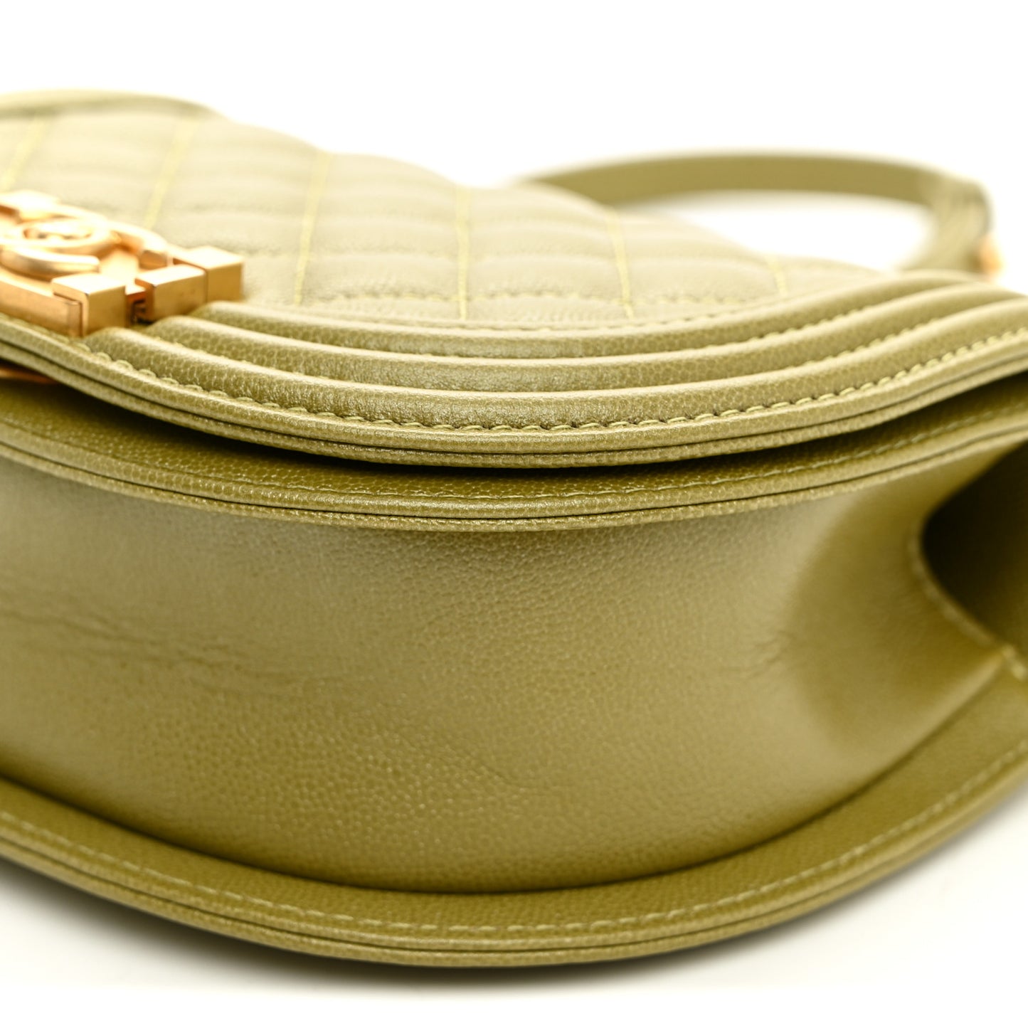 Caviar Quilted Small Boy Messenger Bag Green