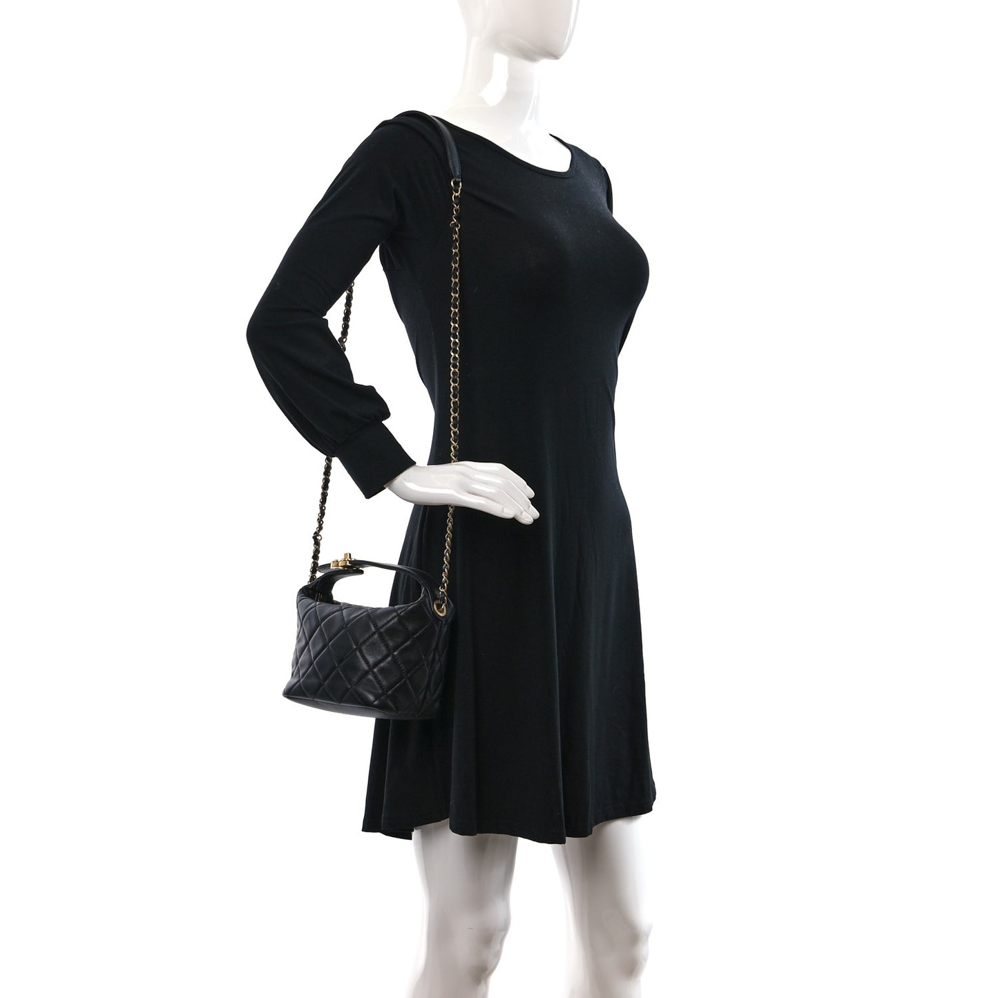 Lambskin Quilted Small Perfect Meeting Hobo Black