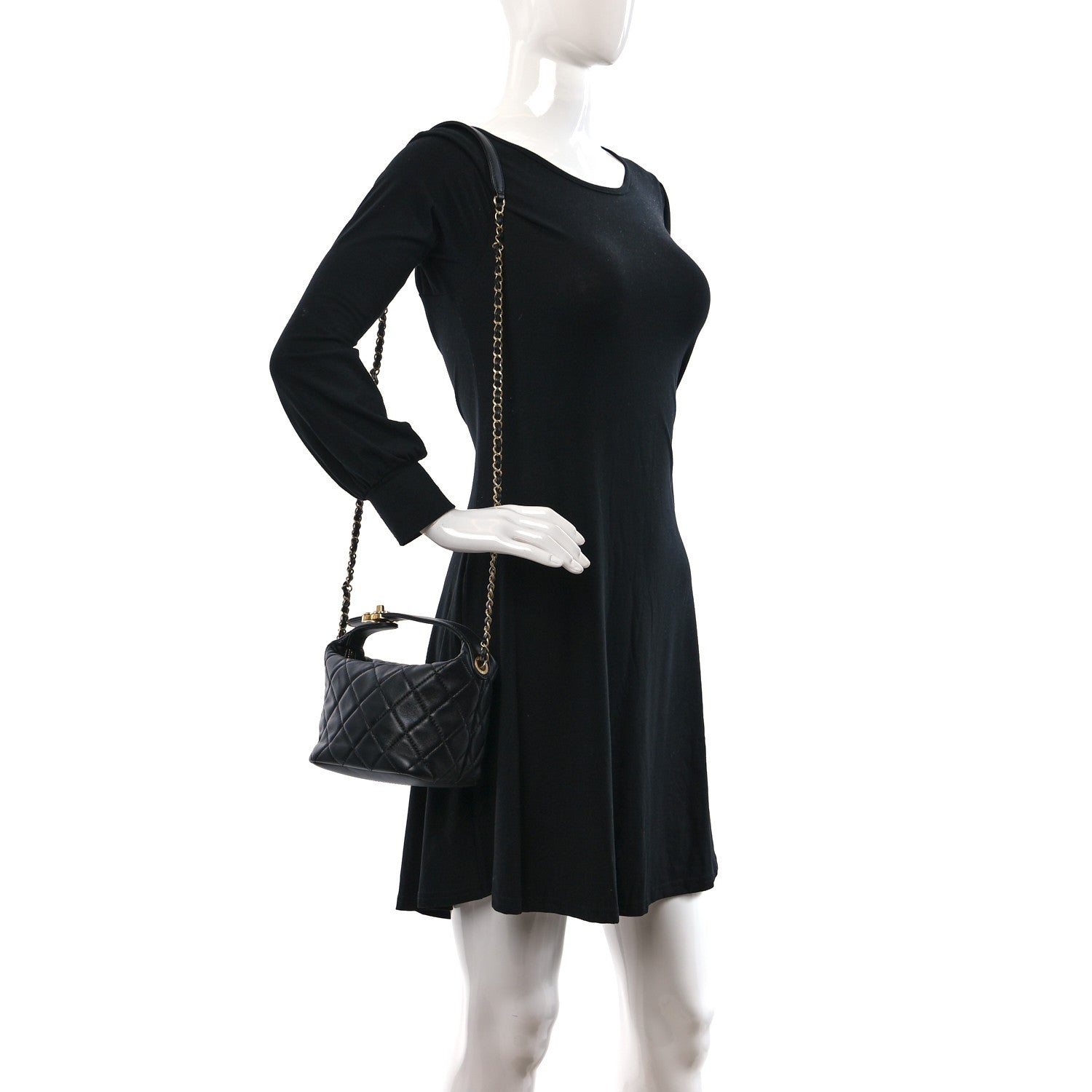 Chanel Lambskin Quilted Small Perfect Meeting Hobo Black 2 of 11