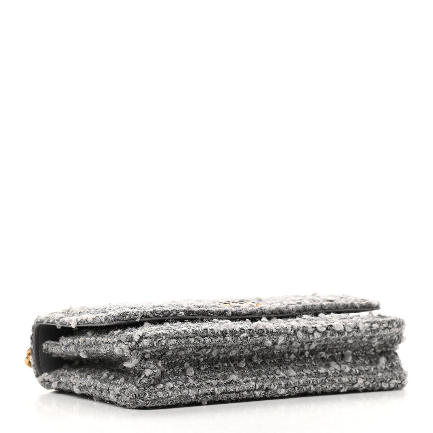 Chanel Wool Tweed Lambskin Quilted Chanel 19 Wallet On Chain WOC Grey 4 of 11