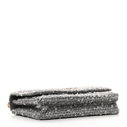 Chanel Wool Tweed Lambskin Quilted Chanel 19 Wallet On Chain WOC Grey 4 of 11