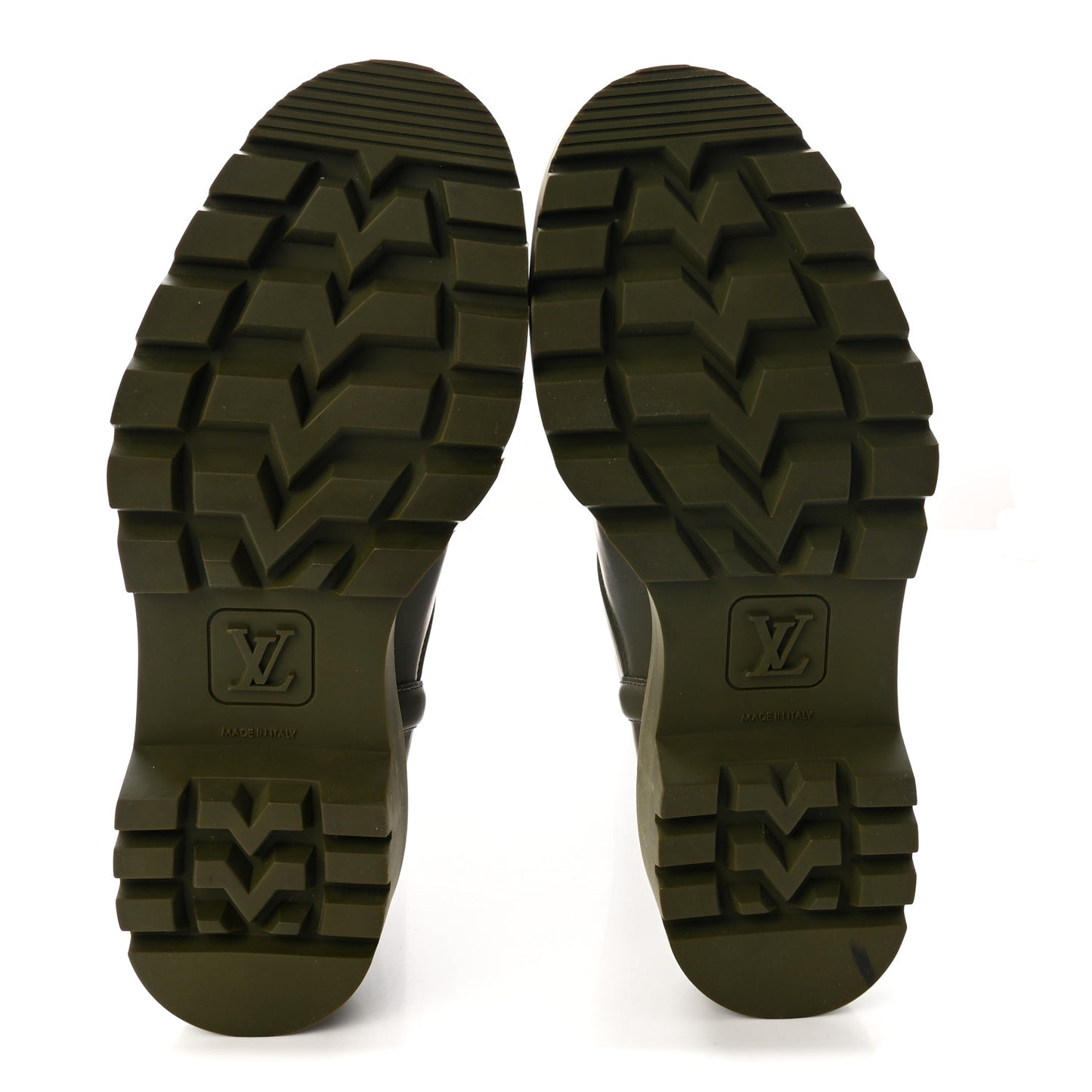 Rubber Calfskin Territory Flat Boots 37 Khaki