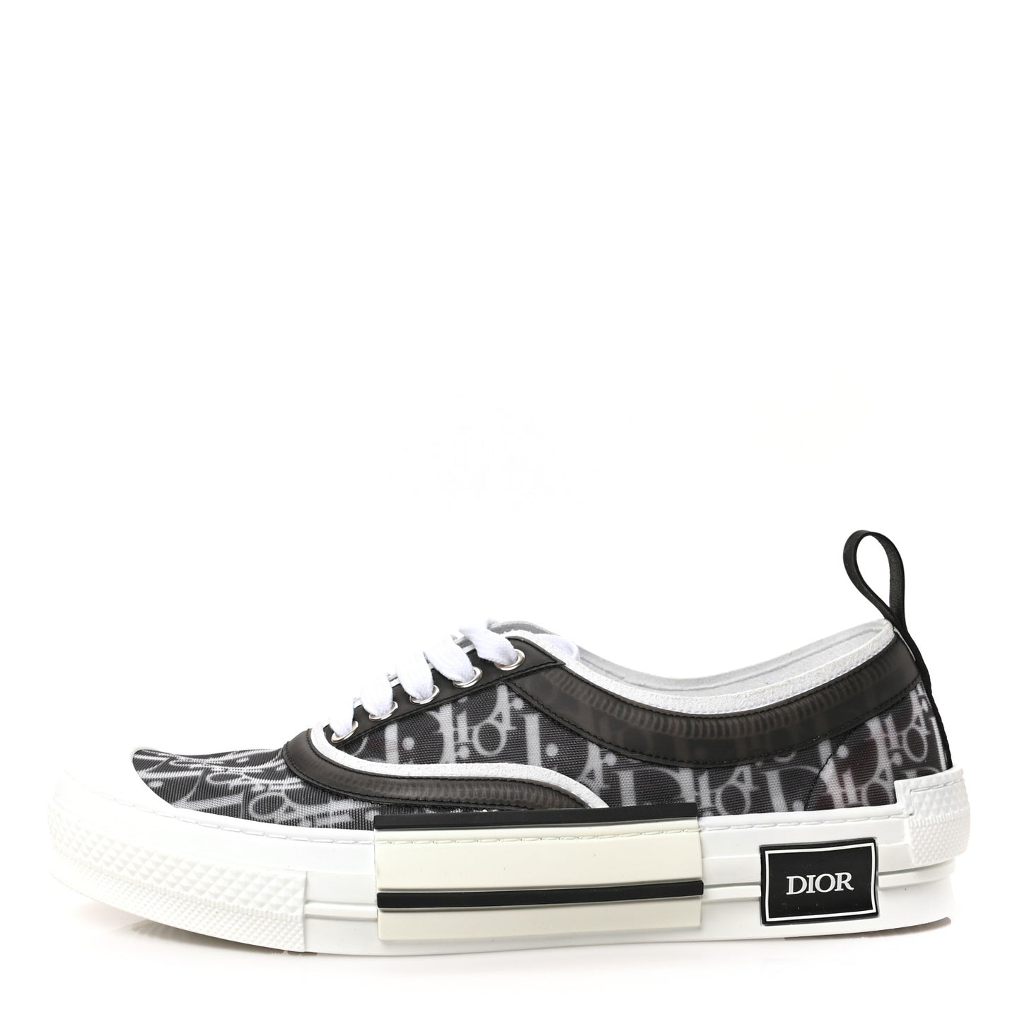 Technical Canvas Mesh Oblique Printed Mens B23 Low Top Sneakers 42 Black White