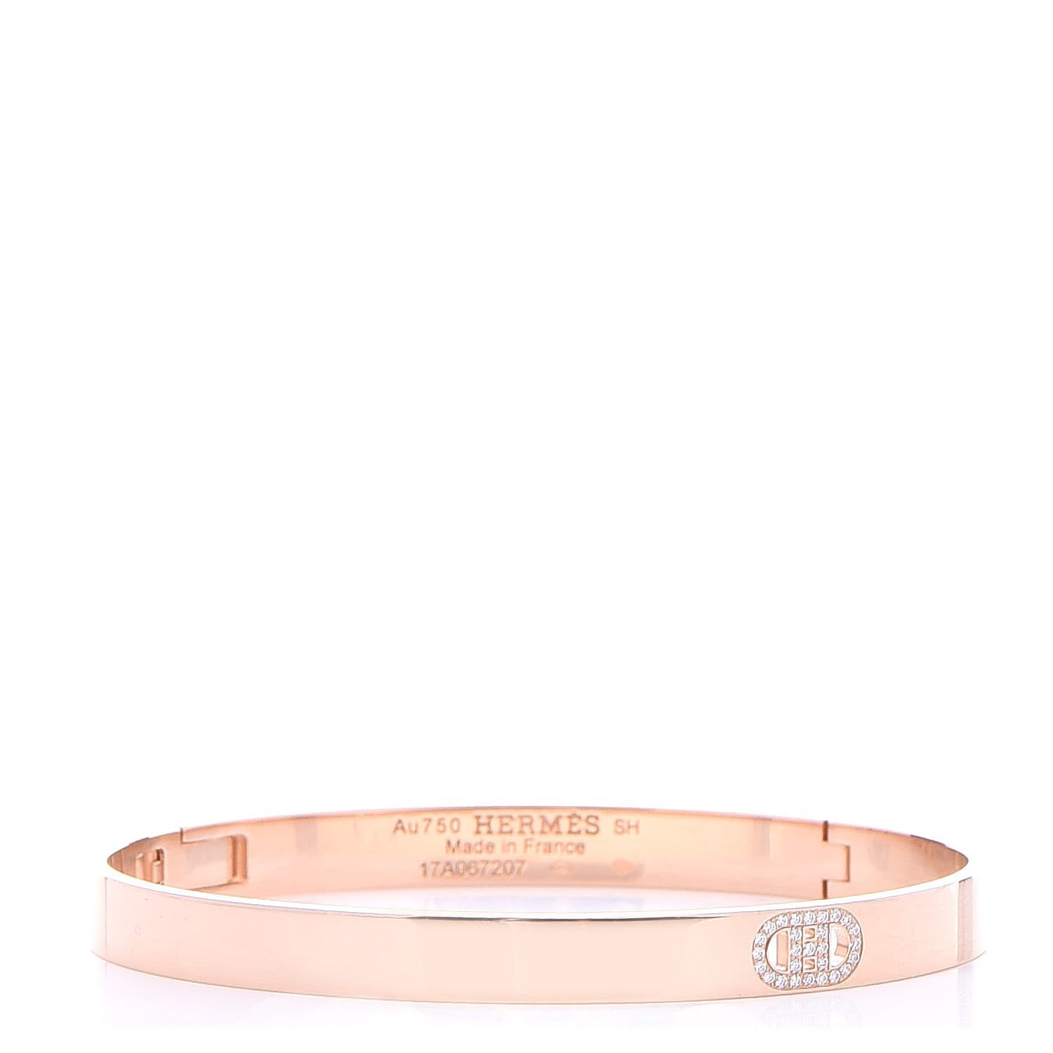 Hermes 18K Rose Gold Diamond PM H D'Ancre Bracelet SH 1 of 6
