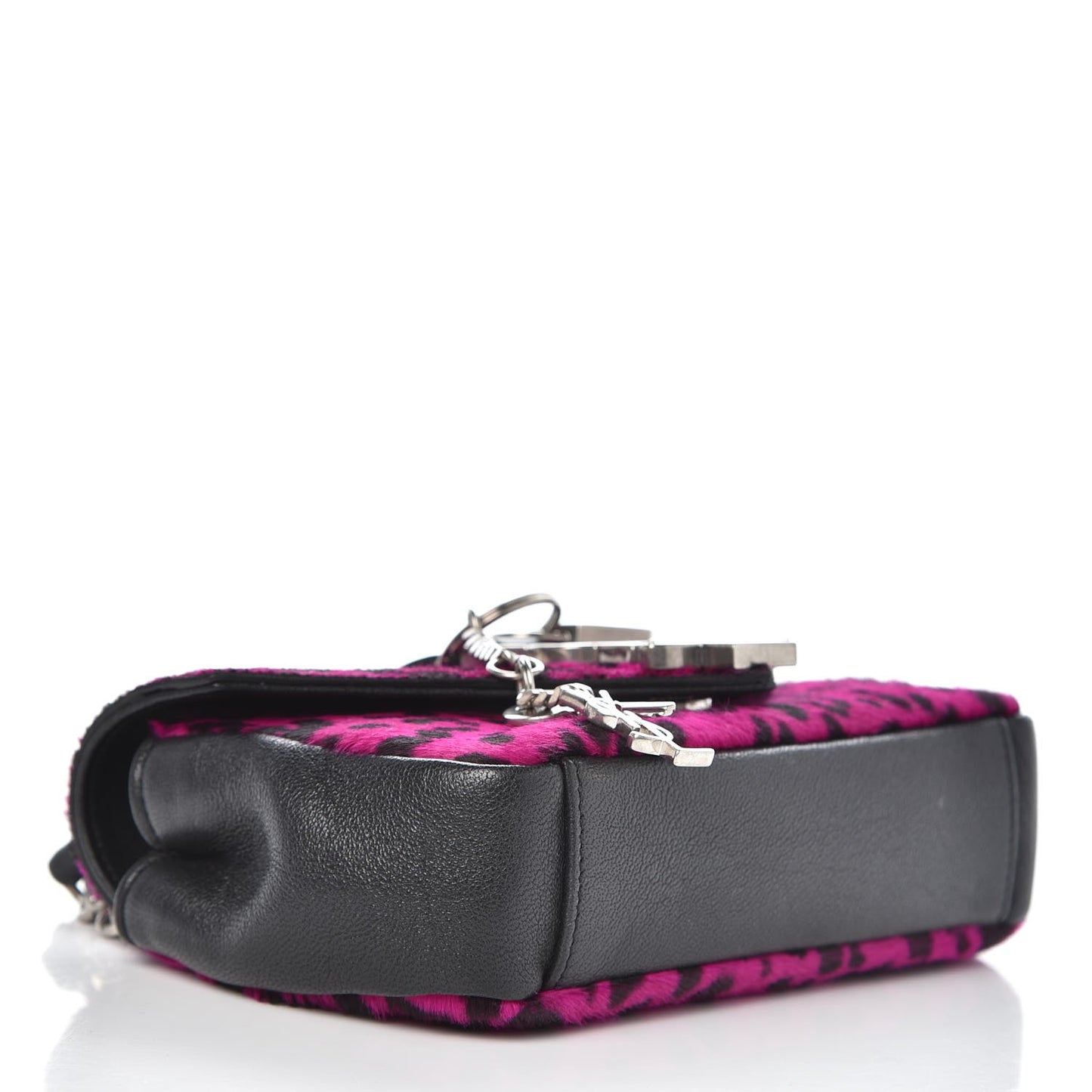 Pony Hair Calfskin Monogram Leopard Print Baby Punk Chain Bag Purple