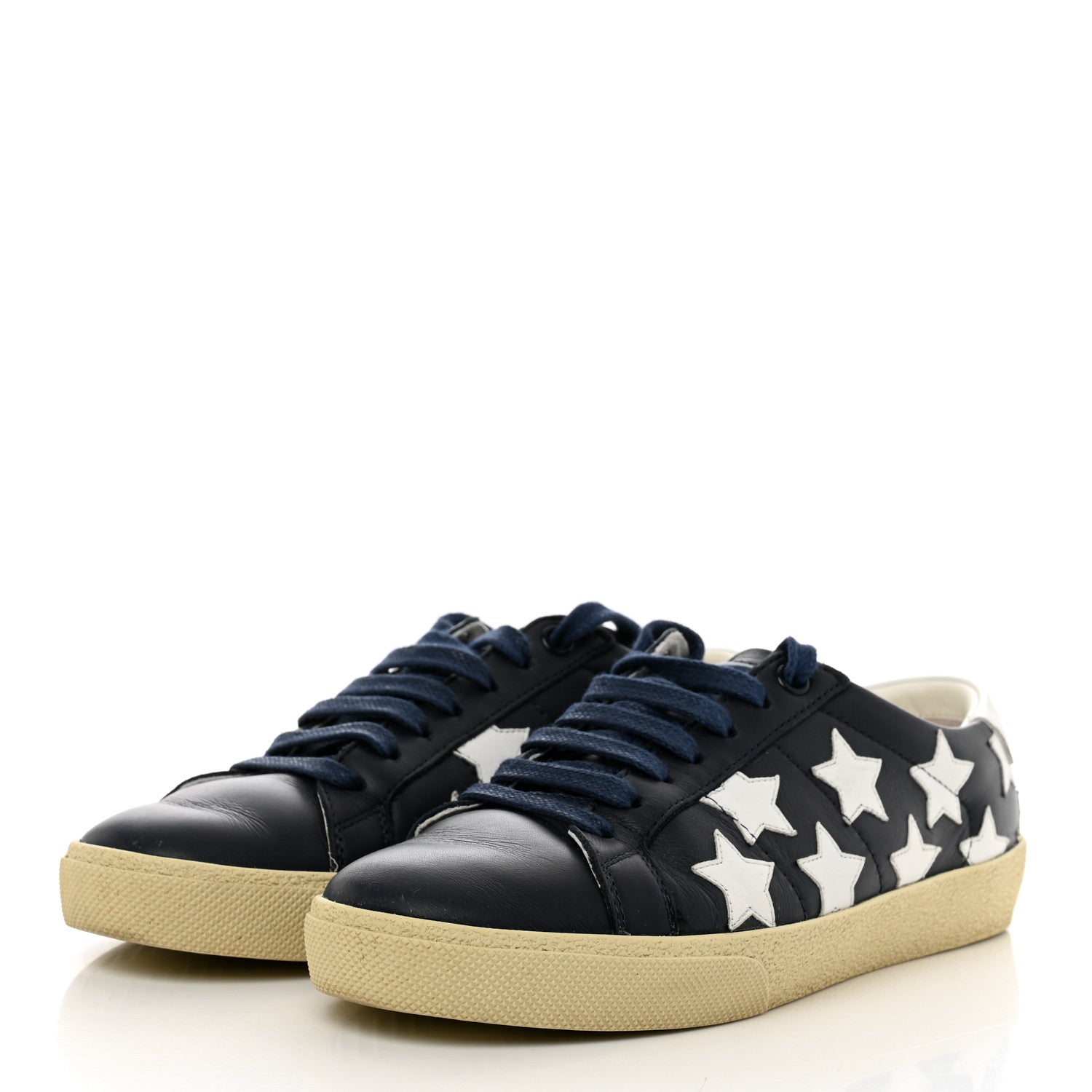 Saint Laurent Calfskin Star Court Sneakers Navy White Optique 36.5 3 of 9