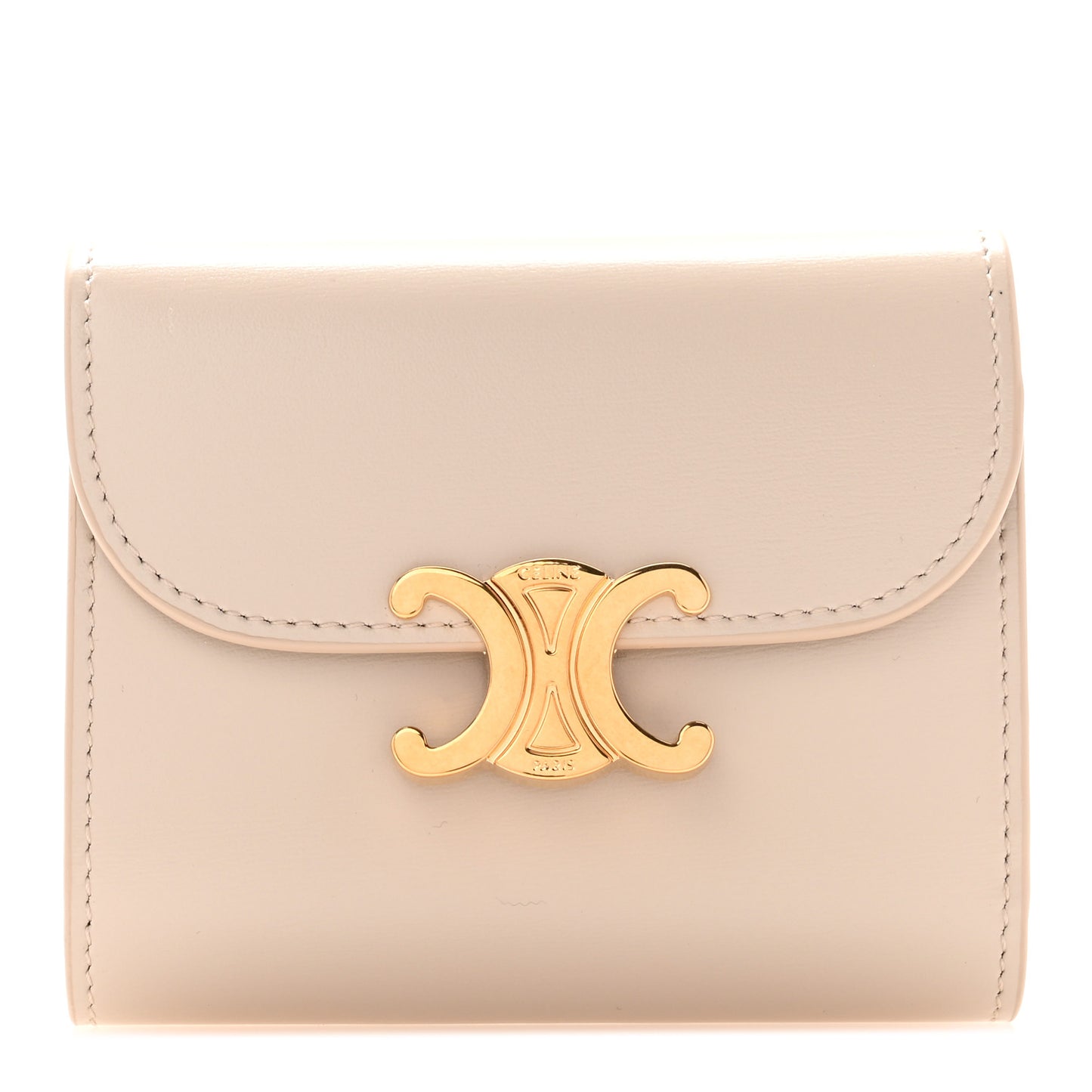 Shiny Calfskin Small Triomphe Wallet Pale Beige