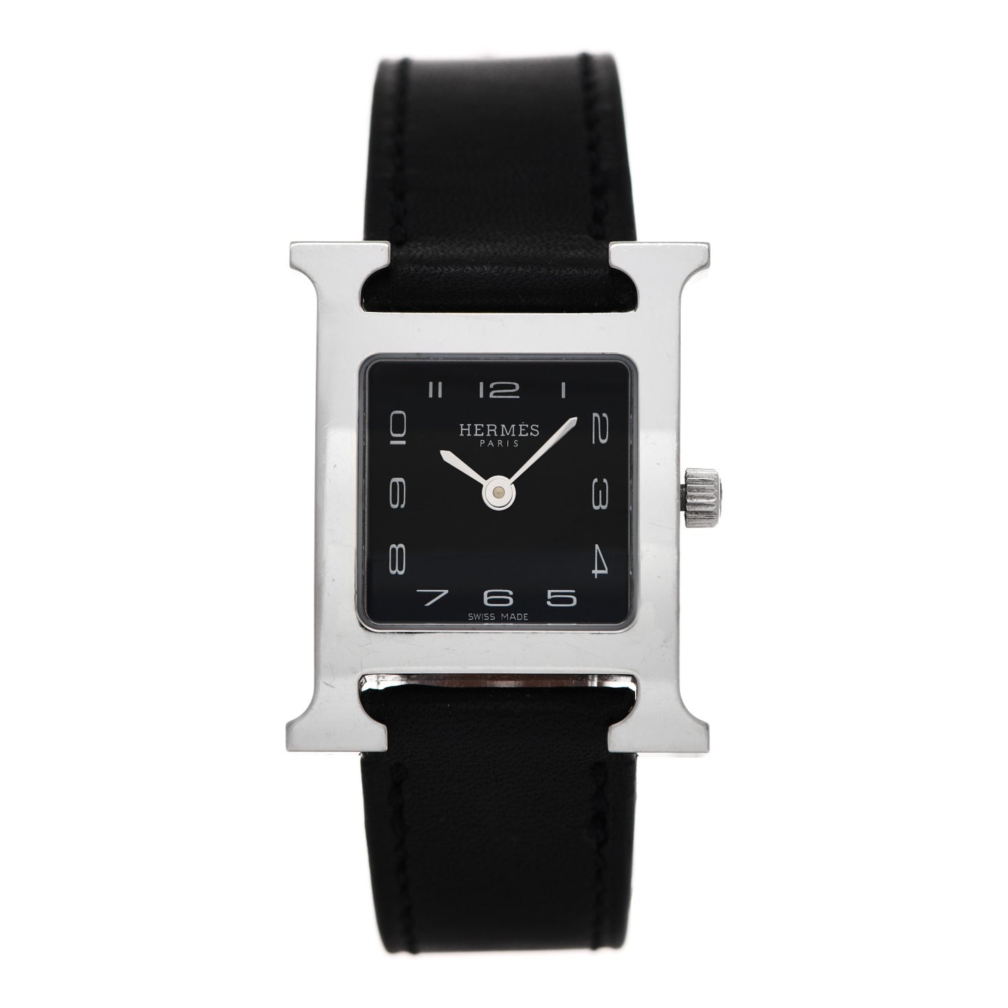 Stainless Steel Barenia 21mm Heure H Hour Quartz Watch Noir