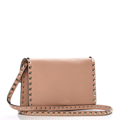 Valentino Garavani Pebbled Calfskin Medium Rockstud Flip Lock Crossbody Bag Skin Sorbet 3 of 7