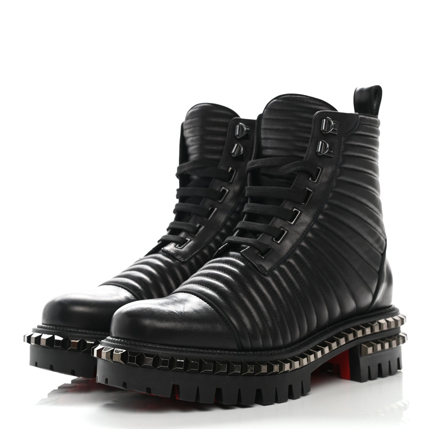 Calfskin Quilted Yetota Combat Boots 39 Black