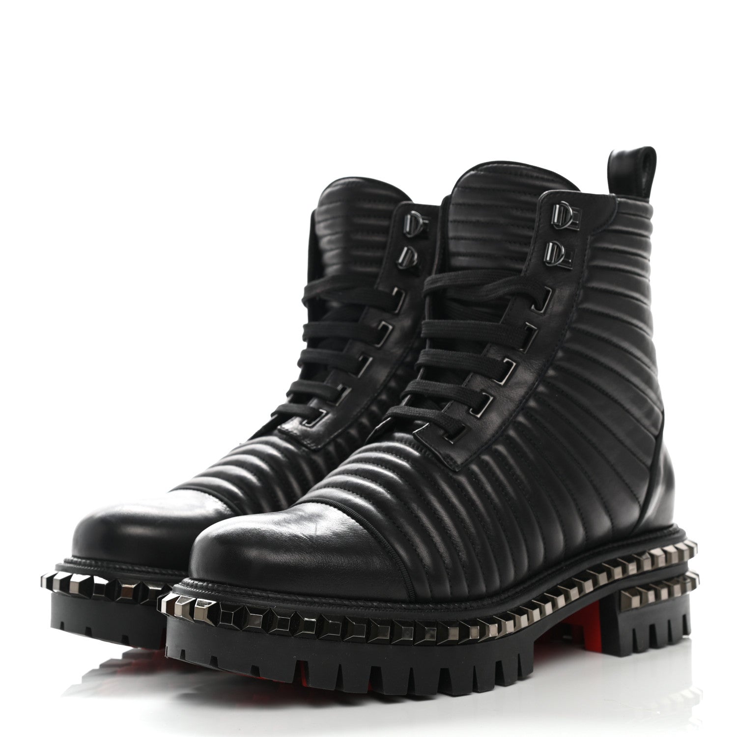 Christian Louboutin Calfskin Quilted Yetota Combat Boots 39 Black 4 of 8