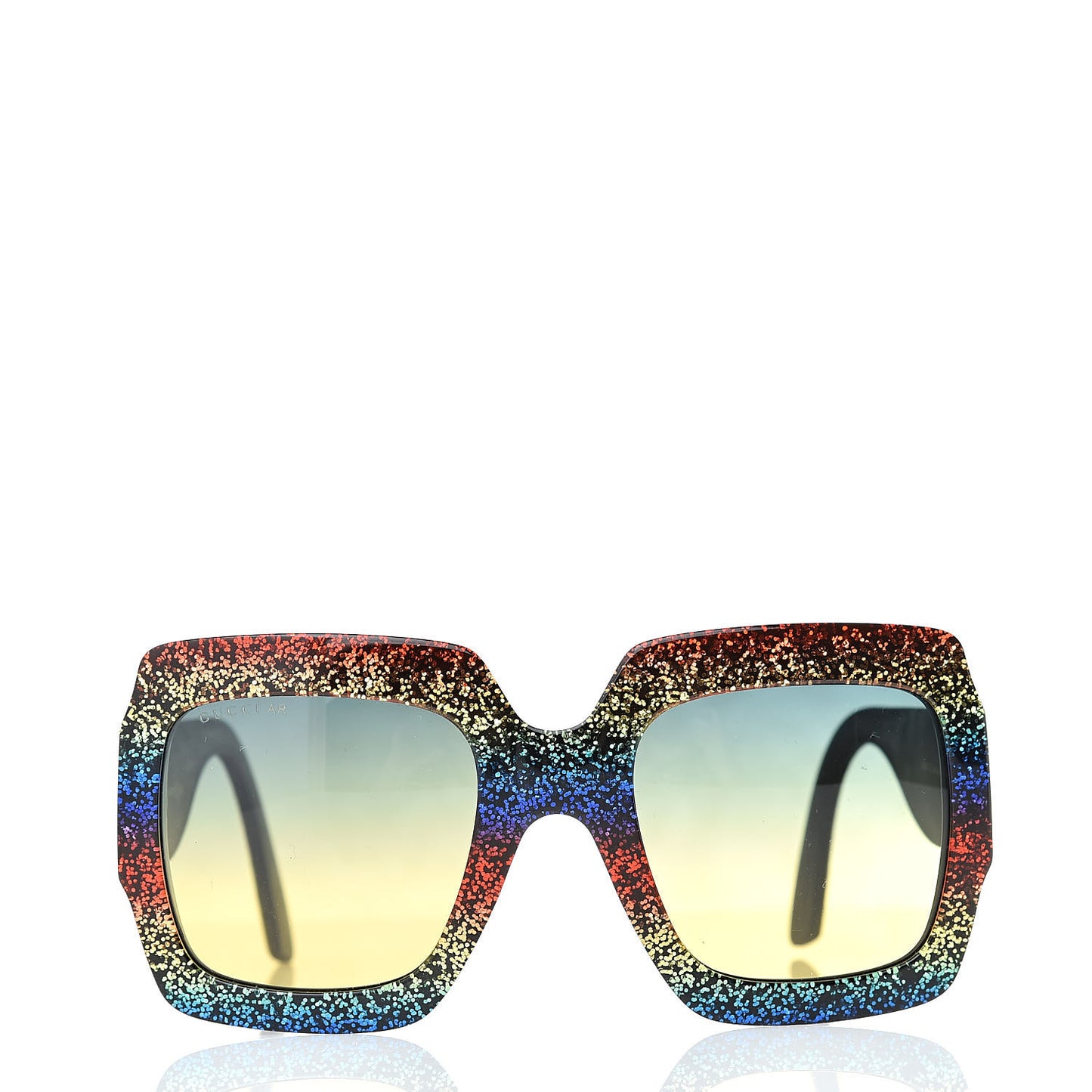 Square Frame GG0102S Sunglasses Glitter Gold Multi