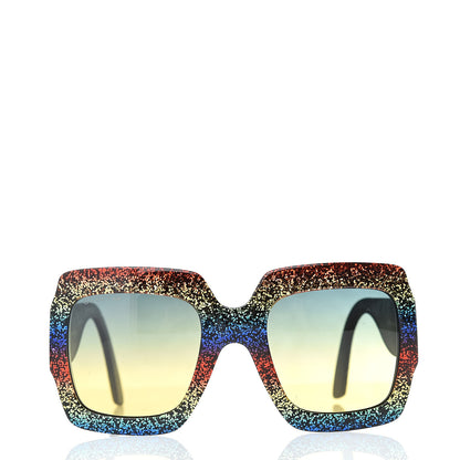 Gucci Square Frame GG0102S Sunglasses Glitter Gold Multi 2 of 8