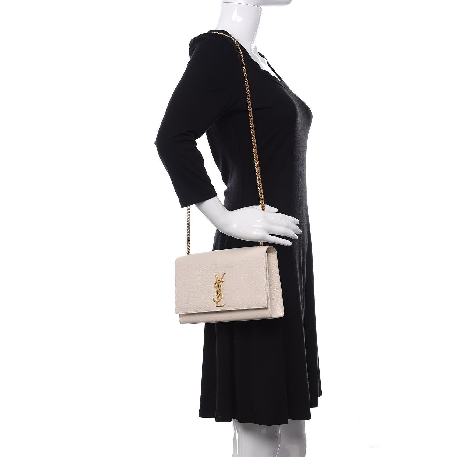 Saint Laurent Grain De Poudre Medium Classic Monogram Kate Satchel Porcellana 2 of 10