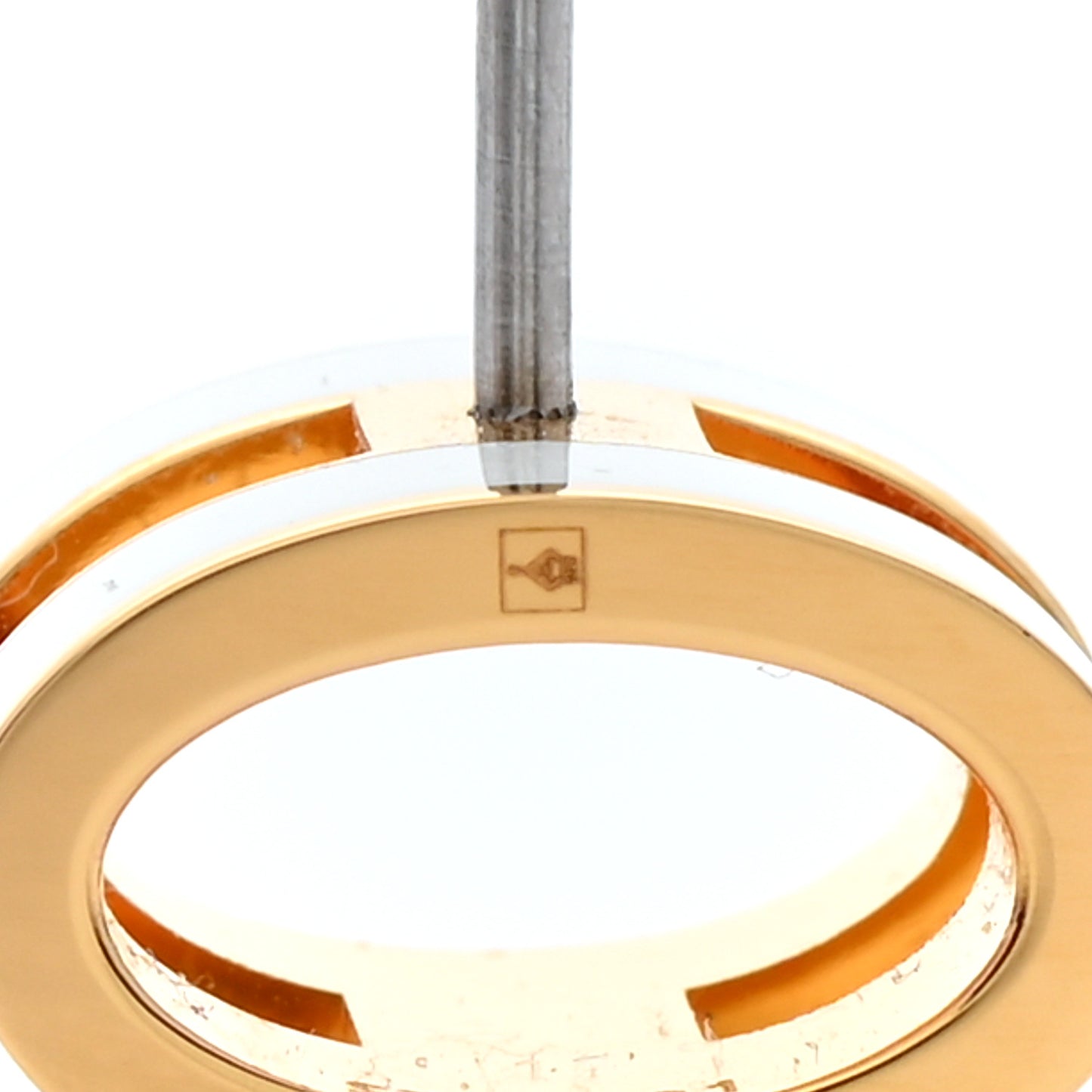 Gold Lacquered Pop H Earrings White