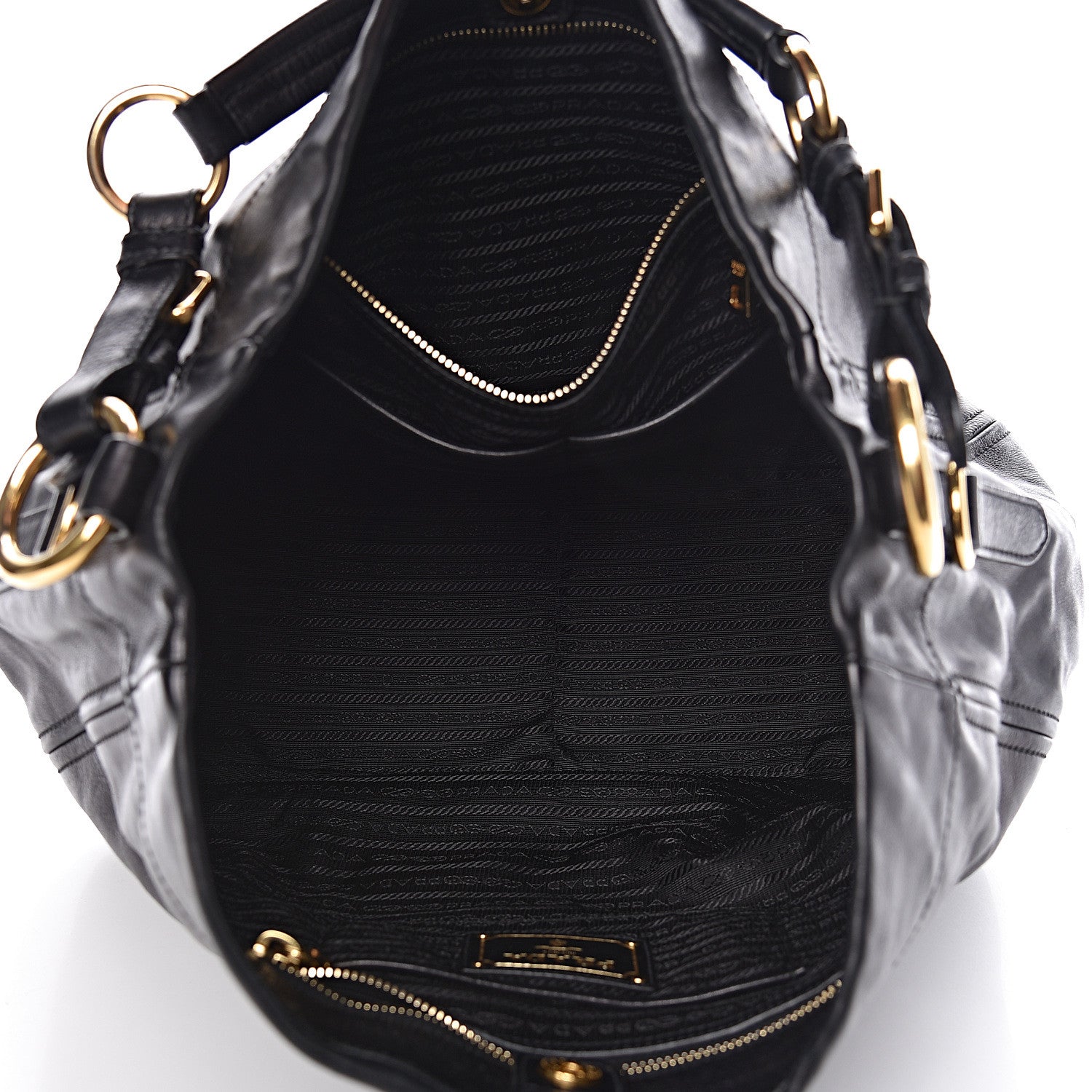 Prada Glace Calf Hobo Black 7 of 11
