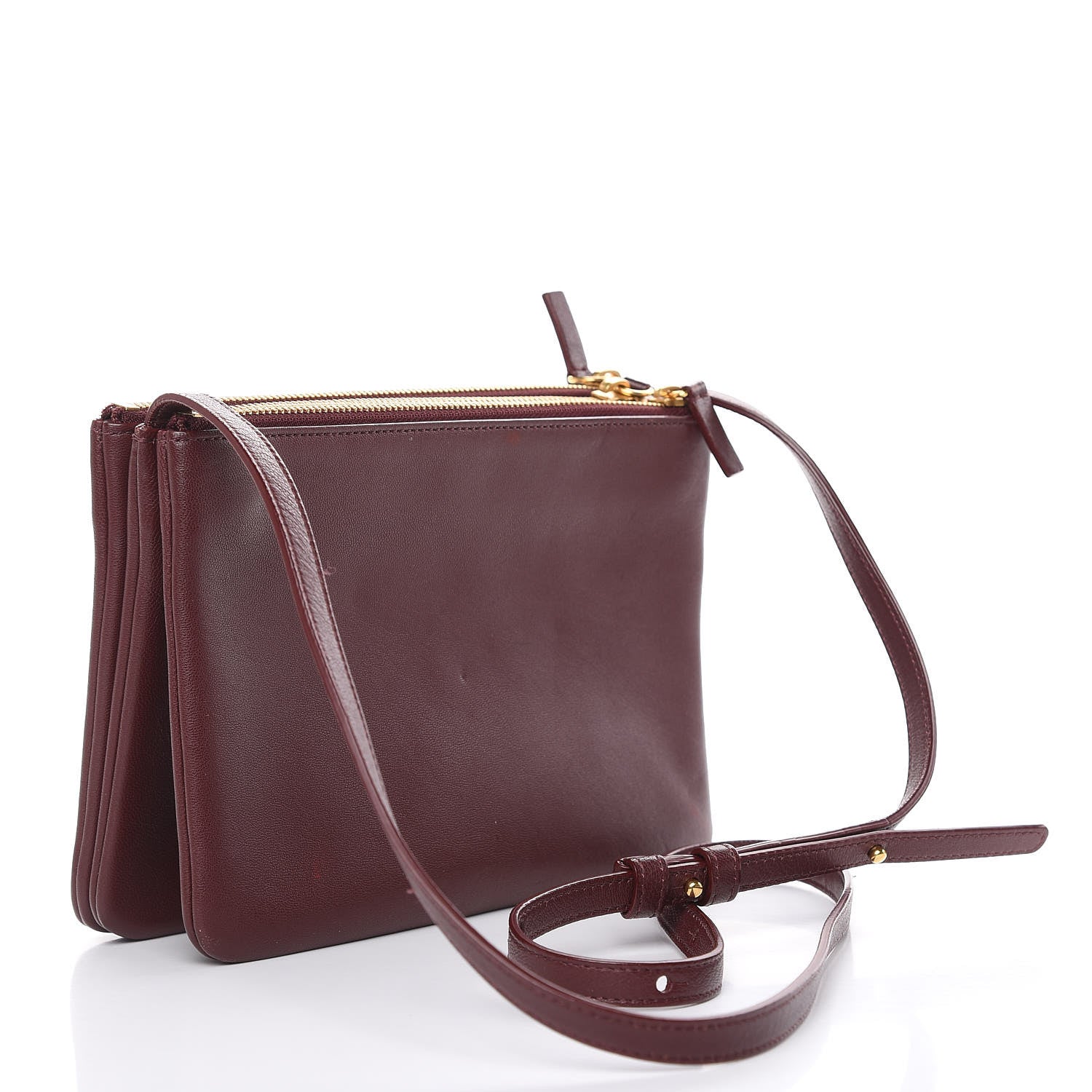 Celine Lambskin Small Trio Crossbody Bag Burgundy 3 of 14