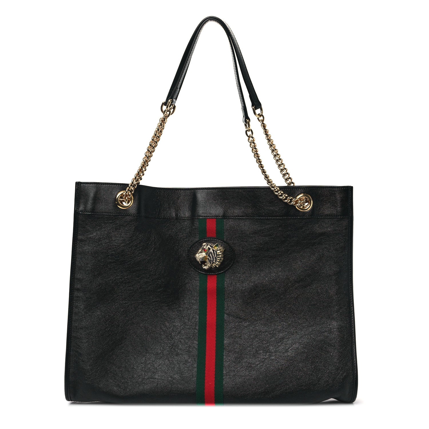 Gucci Calfskin Maxi Rajah Chain Tote Black 1 of 14