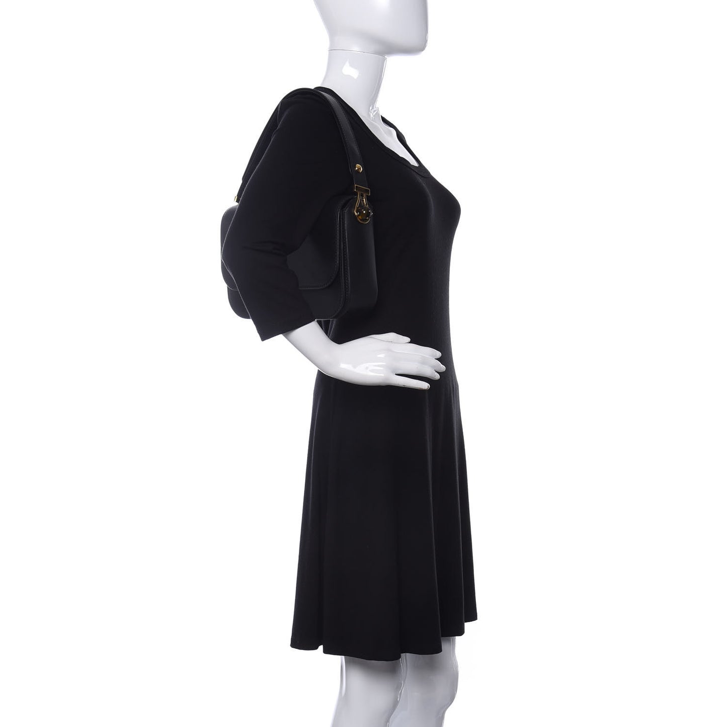 Vitello Turnlock Flap Shoulder Bag Black