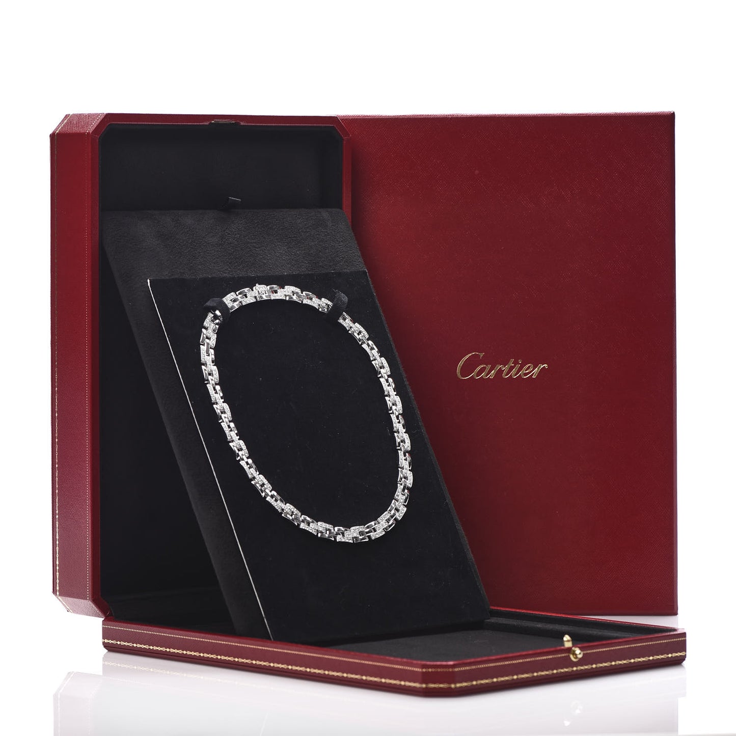 18K White Gold Diamond Maillon Panthere Paved Necklace