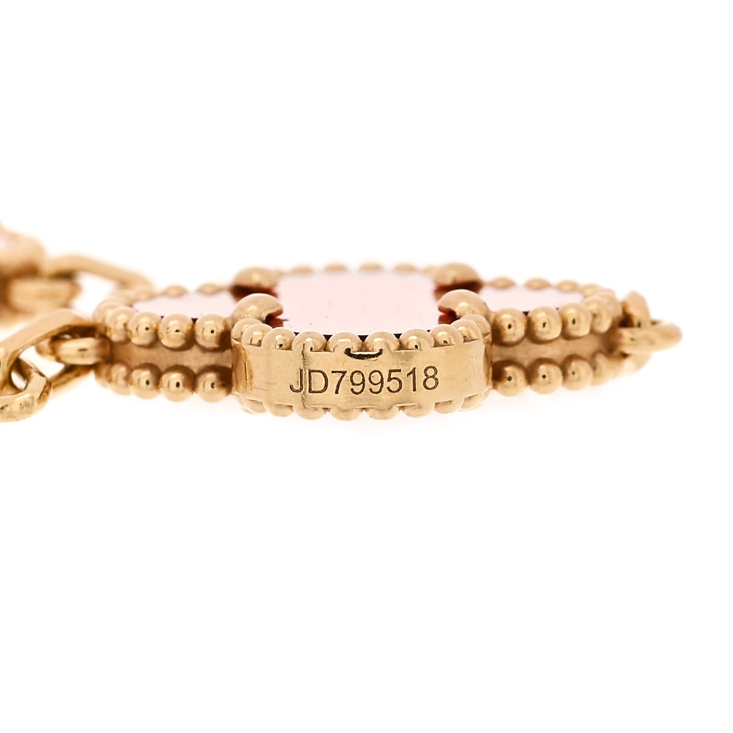 18K Yellow Gold Carnelian 5 Motifs Vintage Alhambra Bracelet