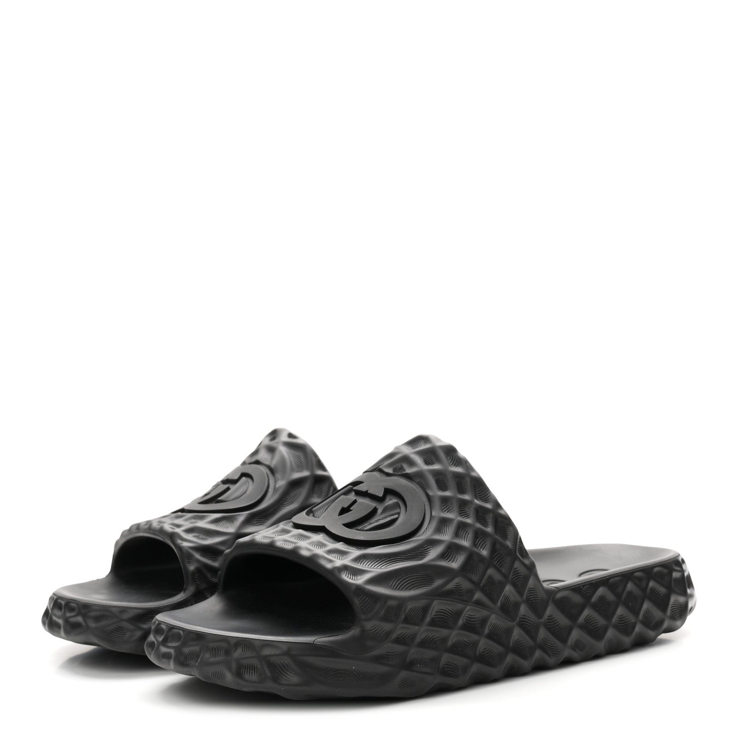 Gucci Rubber Interlocking G Mens Slide Sandals 8 Black 4 of 9