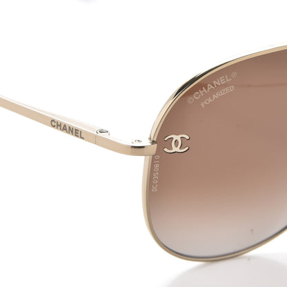 Chanel Polarized CC Aviator Sunglasses 4189-T-Q Pale Gold 5 of 9