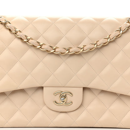Chanel Lambskin Quilted Jumbo Double Flap Beige Clair 8 of 14
