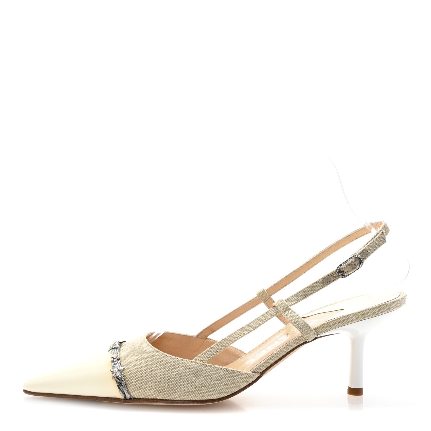 Chanel Canvas Slingback Pumps 37 Beige 1 of 9