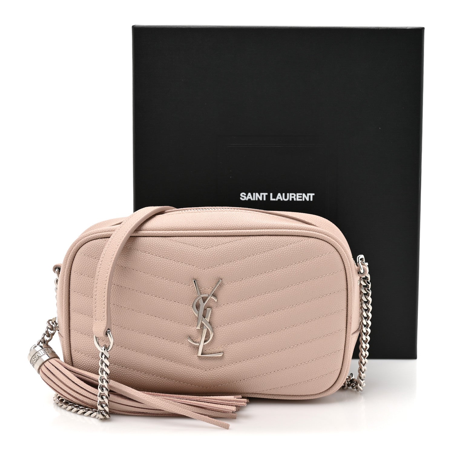 Saint Laurent Grain De Poudre Matelasse Monogram Mini Lou Camera Bag Marble Pink 11 of 11