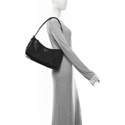 Prada Re-Nylon Vitello Large Aimee Shoulder Bag Black 2 of 10