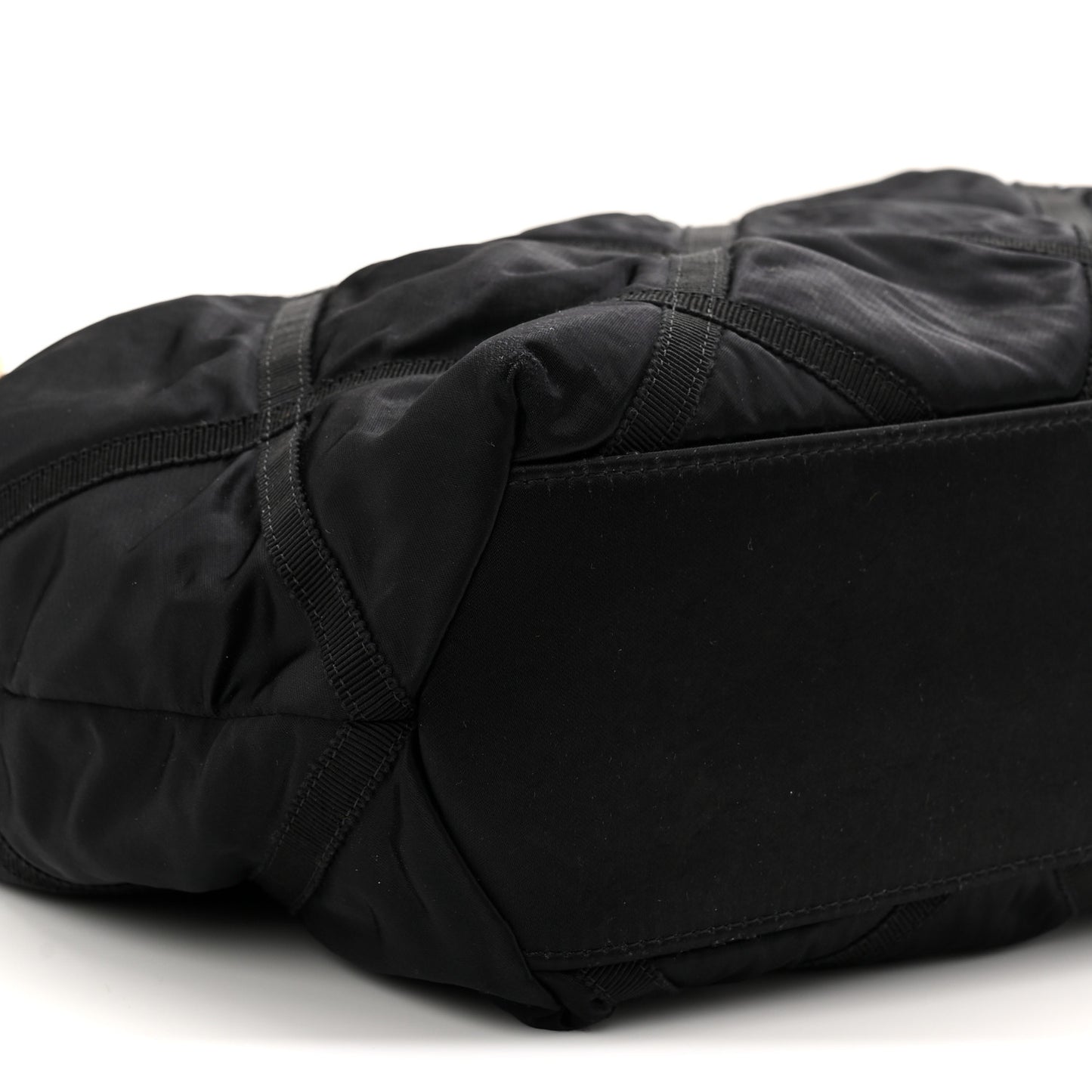 Nylon Grosgrain Quilted Lifestyle Shopping Tote Black