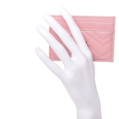 Gucci Calfskin Matelasse GG Marmont Card Holder Wild Rose 2 of 8