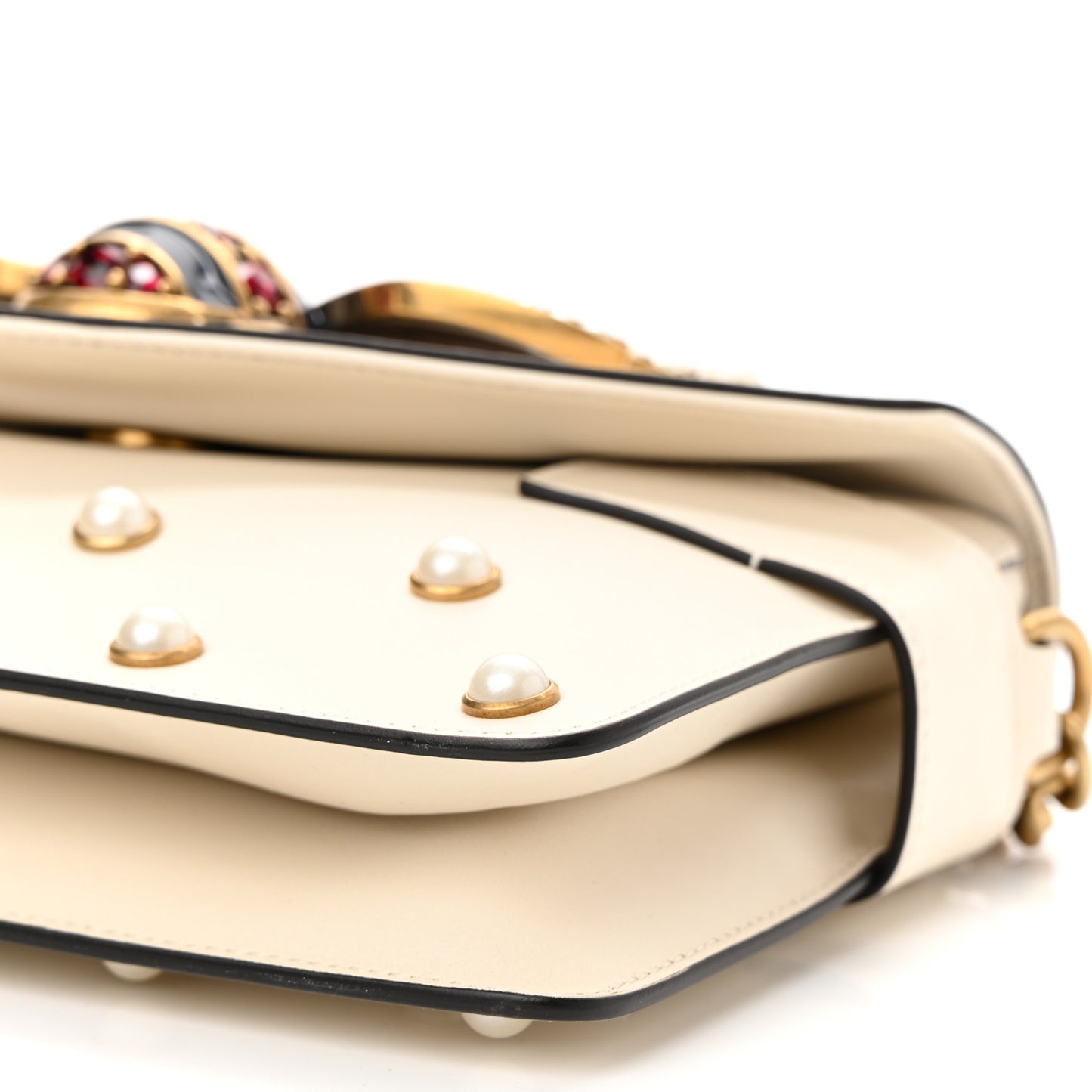 Nappa Pearl Studded Mini Queen Margaret Broadway Shoulder Bag Mystic White