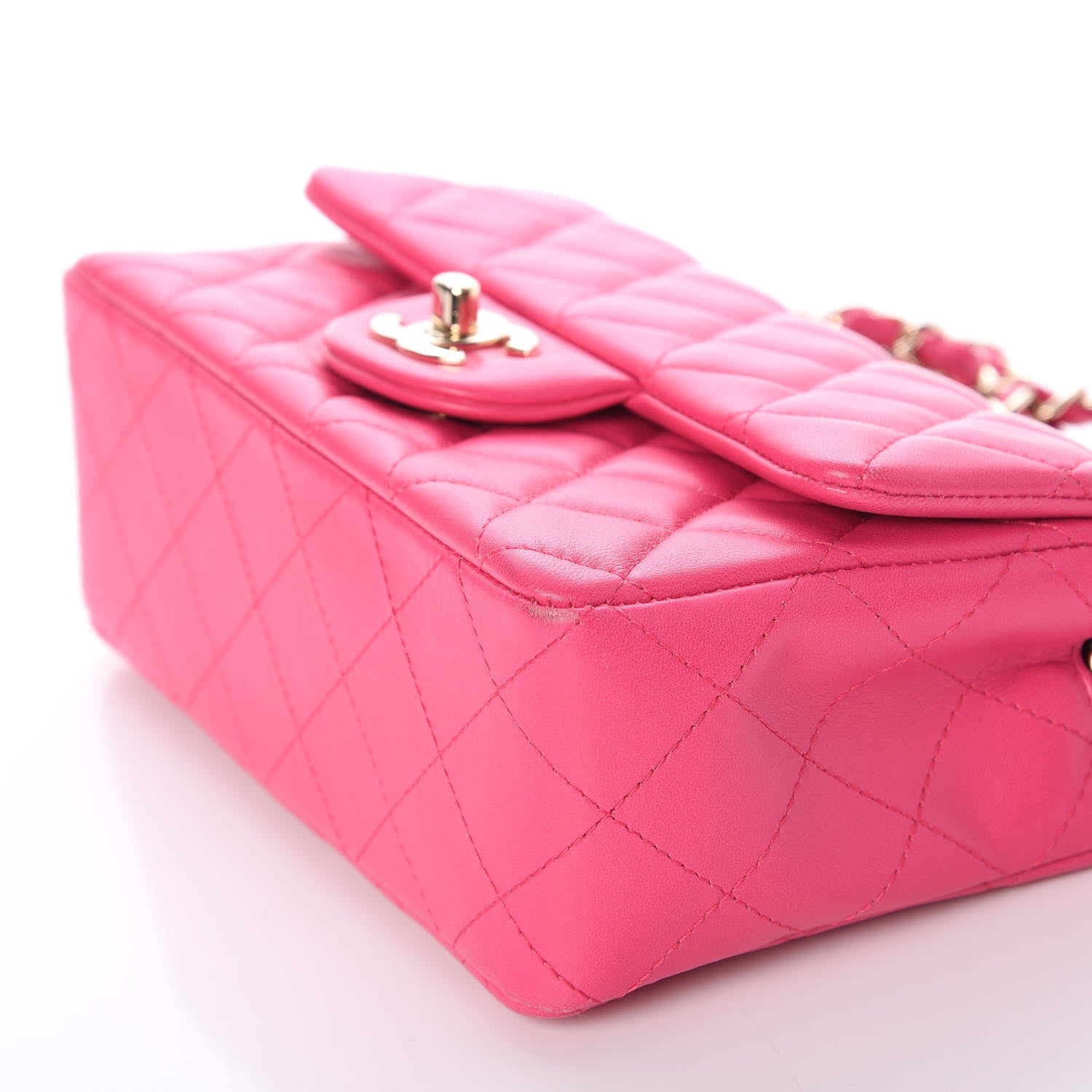 Chanel Lambskin Quilted Mini Rectangular Flap Fuchsia 11 of 12