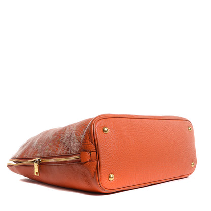 Prada Vitello Daino Side Zip Shopping Tote Papaya 4 of 12