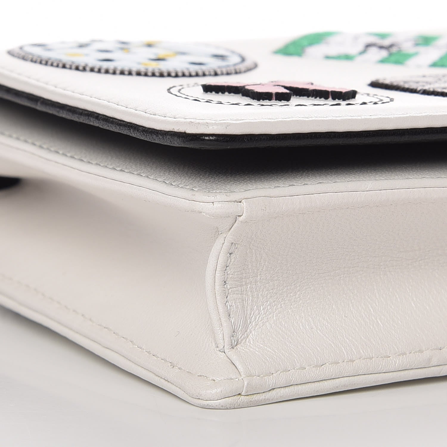 Christian Dior Calfskin Badges Chain Wallet White 10 of 12