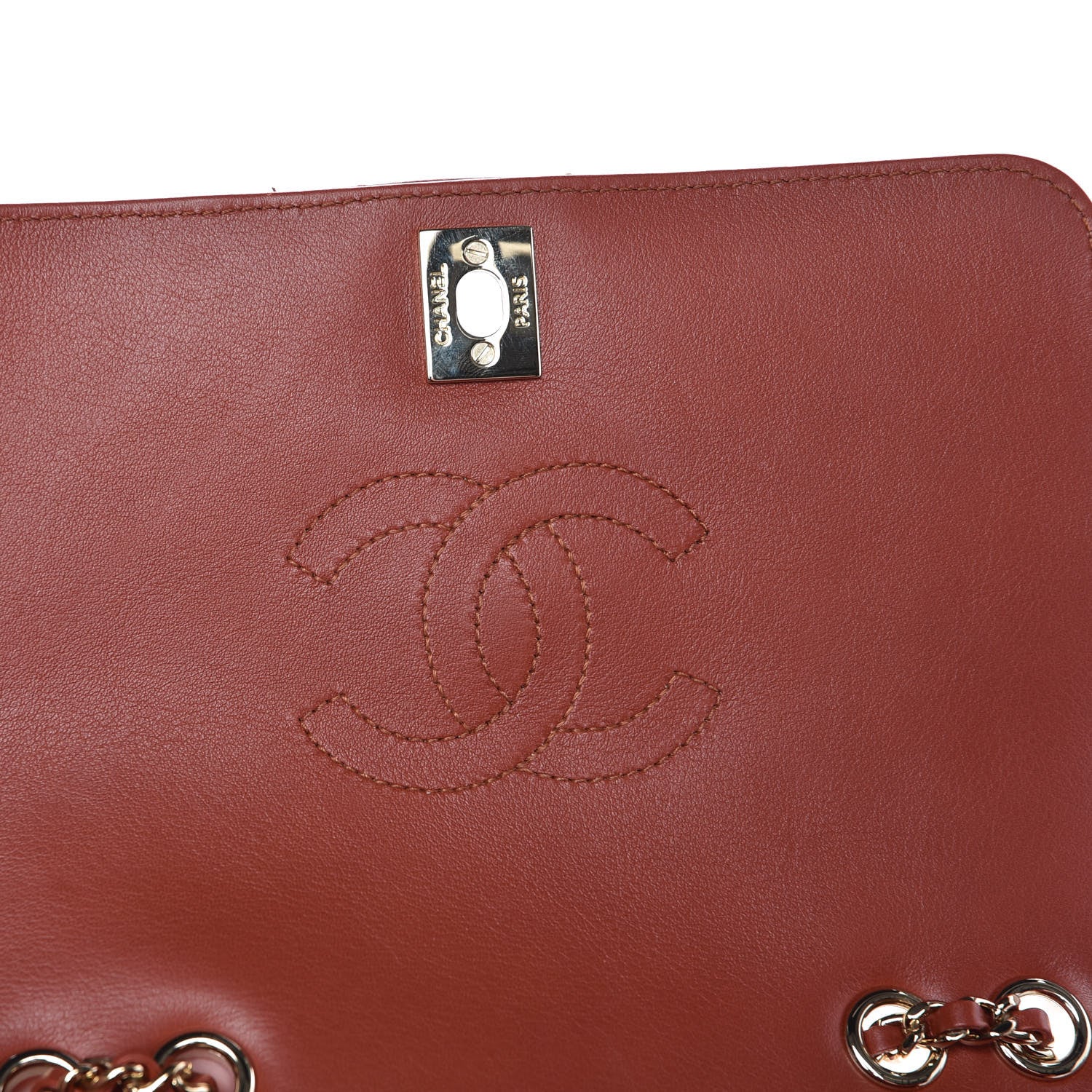 Chanel Calfskin Chevron Quilted Mini Statement Flap Dark Orange 8 of 8