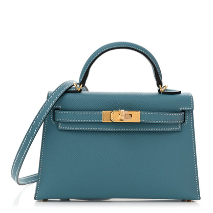Hermes Epsom Mini Kelly Sellier 20 New Blue Jean 1 of 11