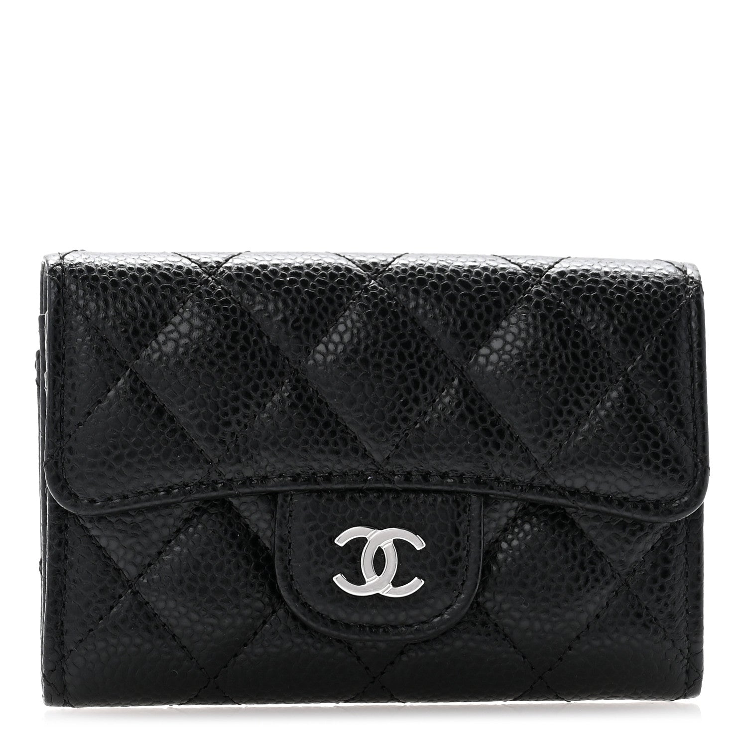 Chanel Caviar Quilted Flap Card Holder Wallet Black 1 of 10