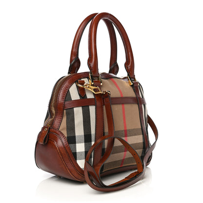 Burberry Bridle Calfskin House Check Small Orchard Bowling Bag Deep Claret 3 of 36