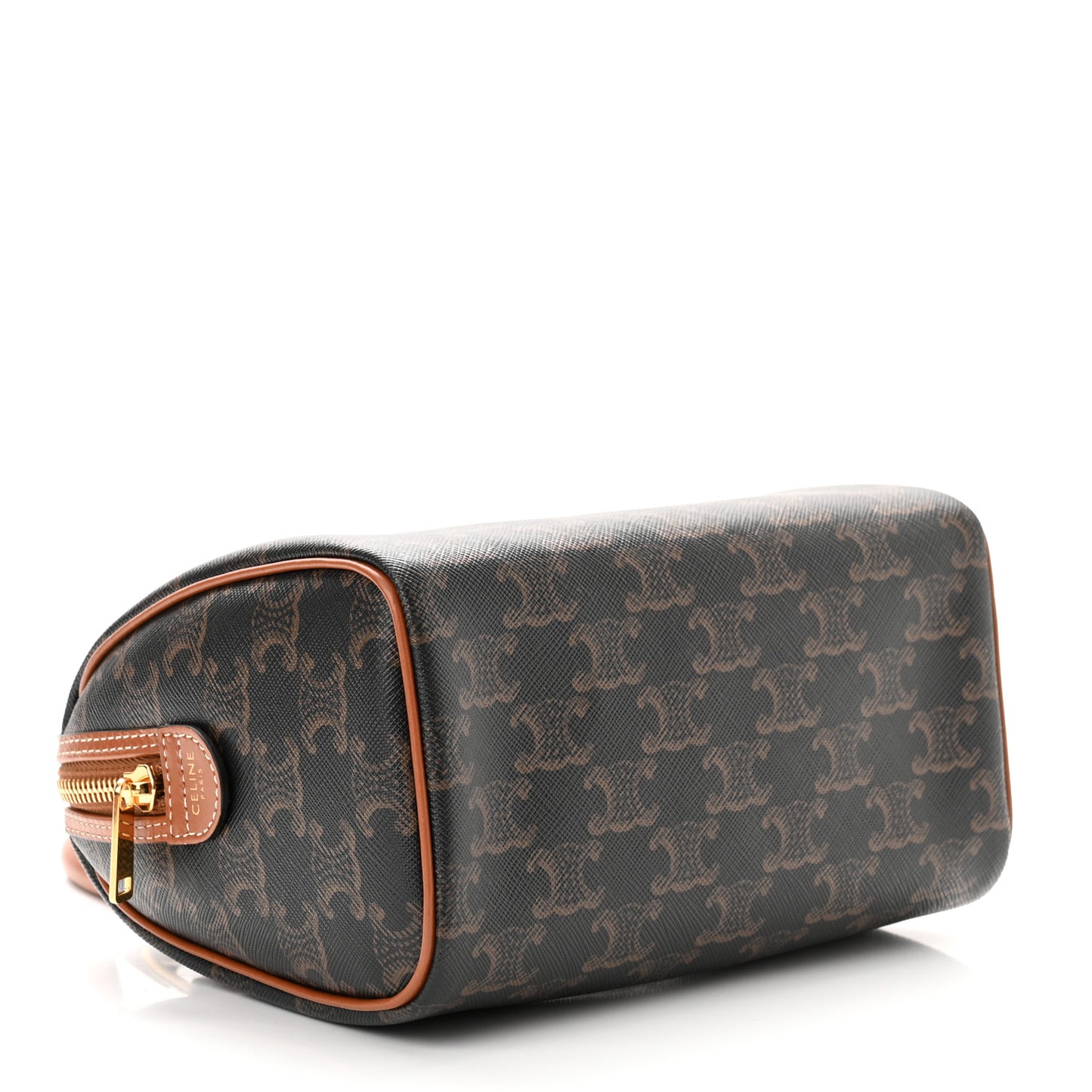 Triomphe Canvas Calfskin Small Boston Bag Tan