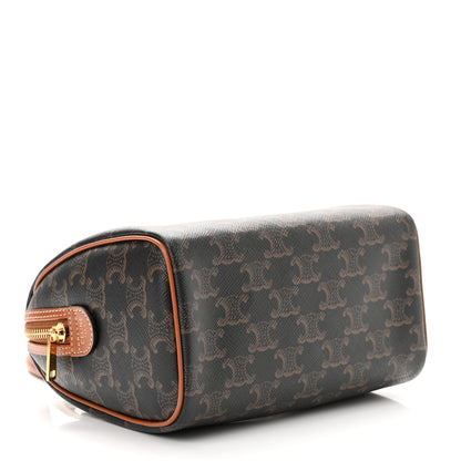 Celine Triomphe Canvas Calfskin Small Boston Bag Tan 4 of 8