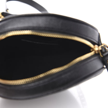 Saint Laurent Grain De Poudre Matelasse Chevron Quilted Round Vinyle Camera Bag Black 5 of 10