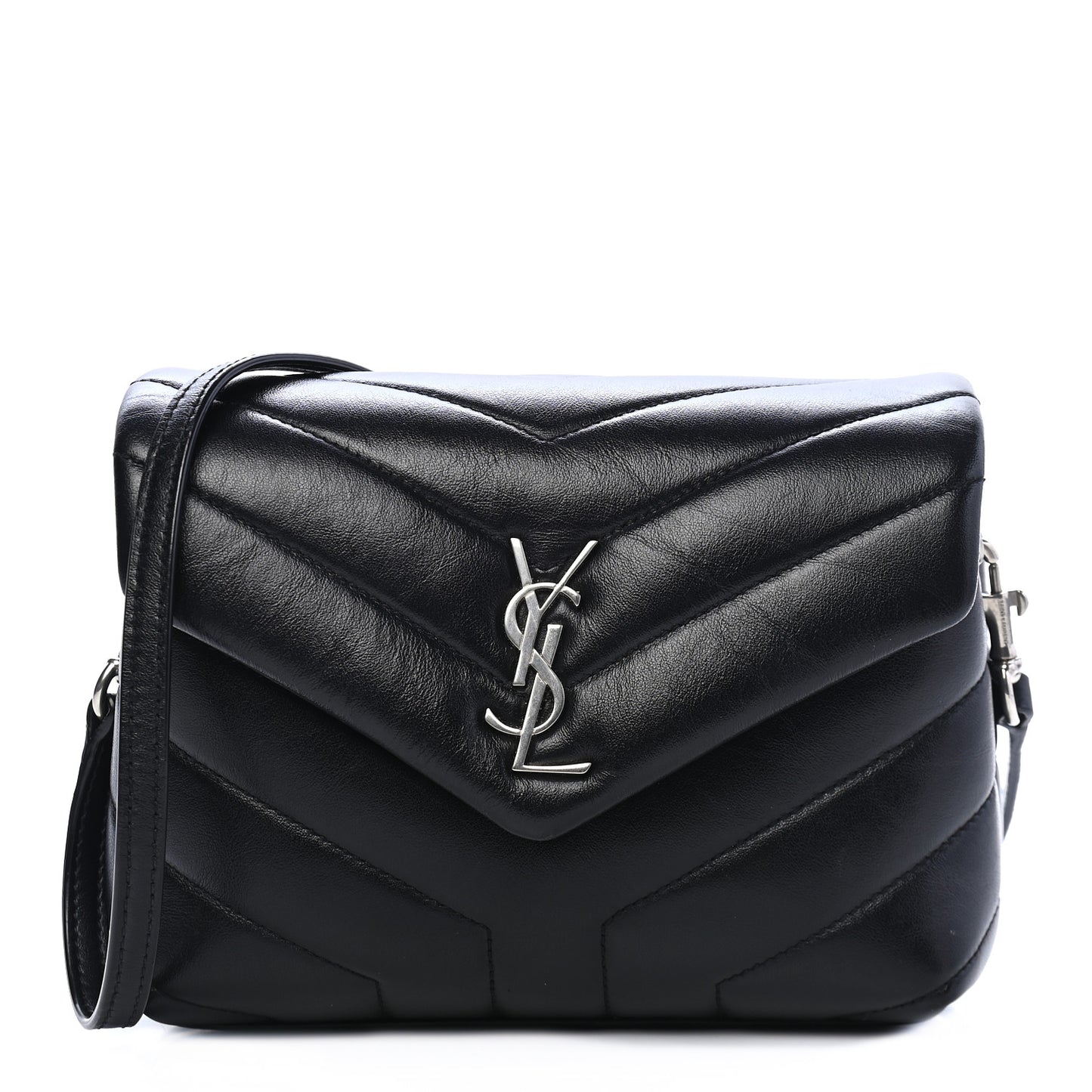 Calfskin Y Quilted Monogram Toy Loulou Crossbody Bag Black