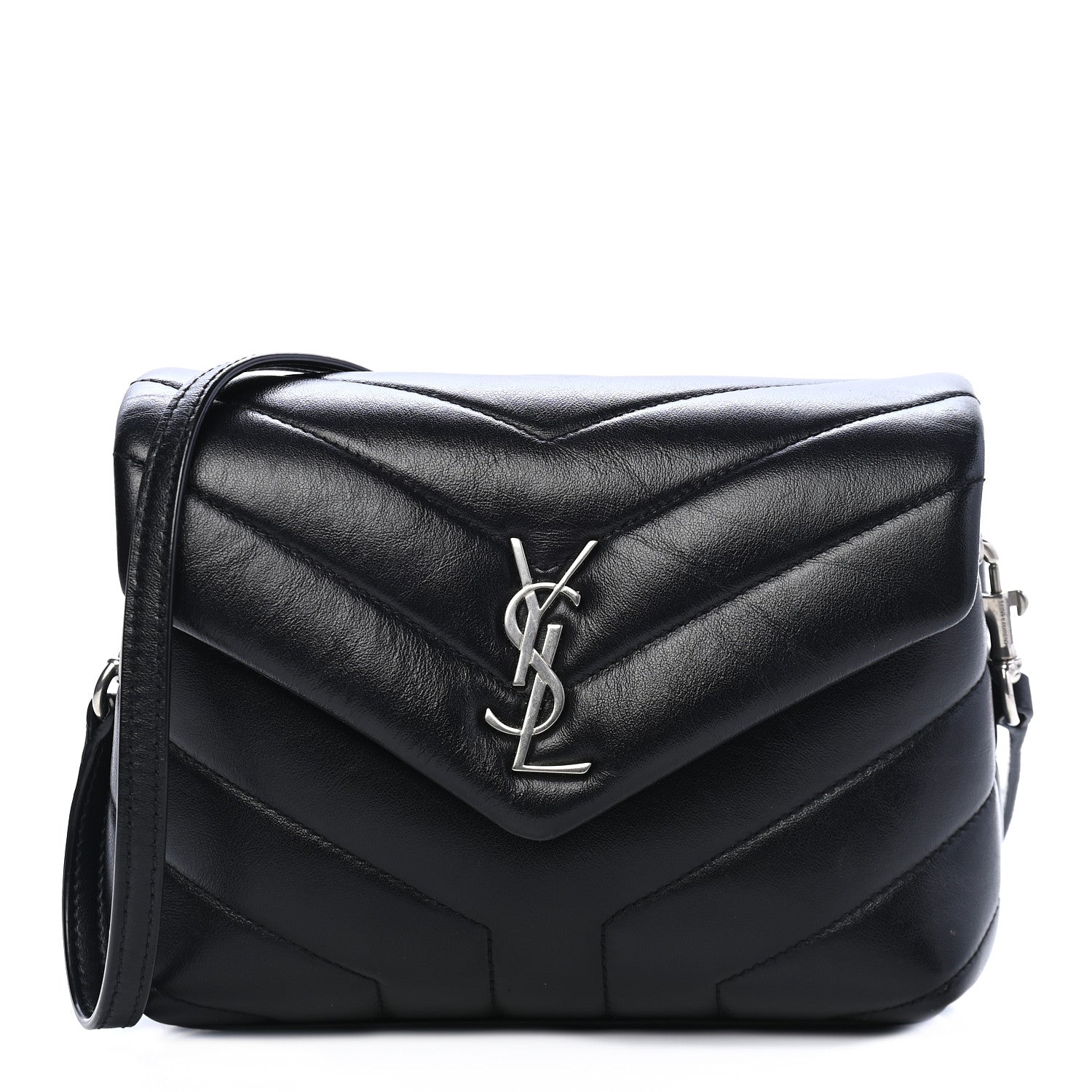 Saint Laurent Calfskin Y Quilted Monogram Toy Loulou Crossbody Bag Black 1 of 9