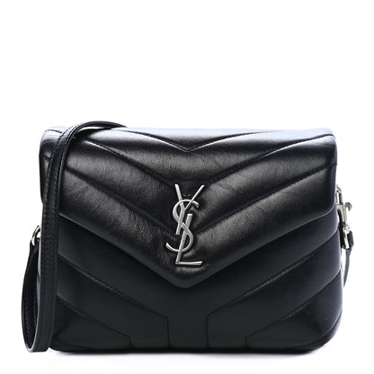Saint Laurent Calfskin Y Quilted Monogram Toy Loulou Crossbody Bag Black 1 of 9