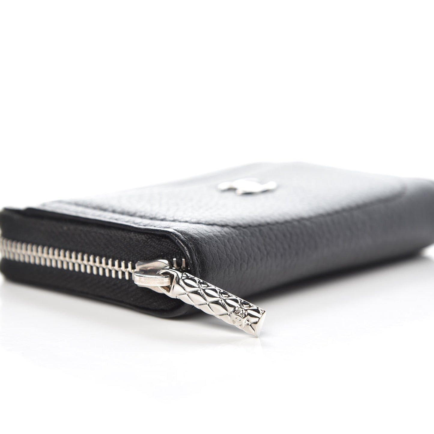 Grained Calfskin Neo Executive Zip Coin Purse Black