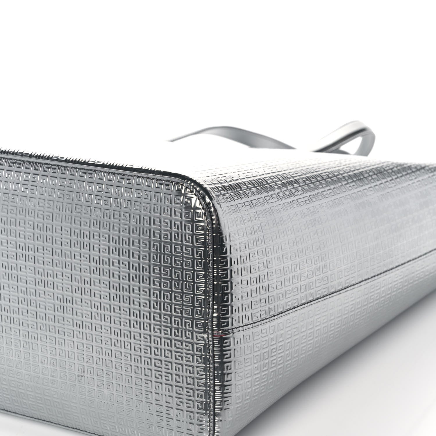 Givenchy Metallic Calfskin Logo Embossed Wing Shopper Tote Silver 12 of 16